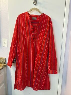 Anouk by Myntra Red Striped Henley Tunic Like New